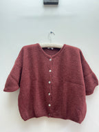 Mohair Short sleeve cardigan in cinnamon