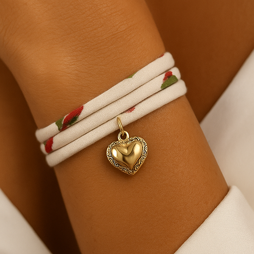 Indian Ribbon Necklace with Heart pendant