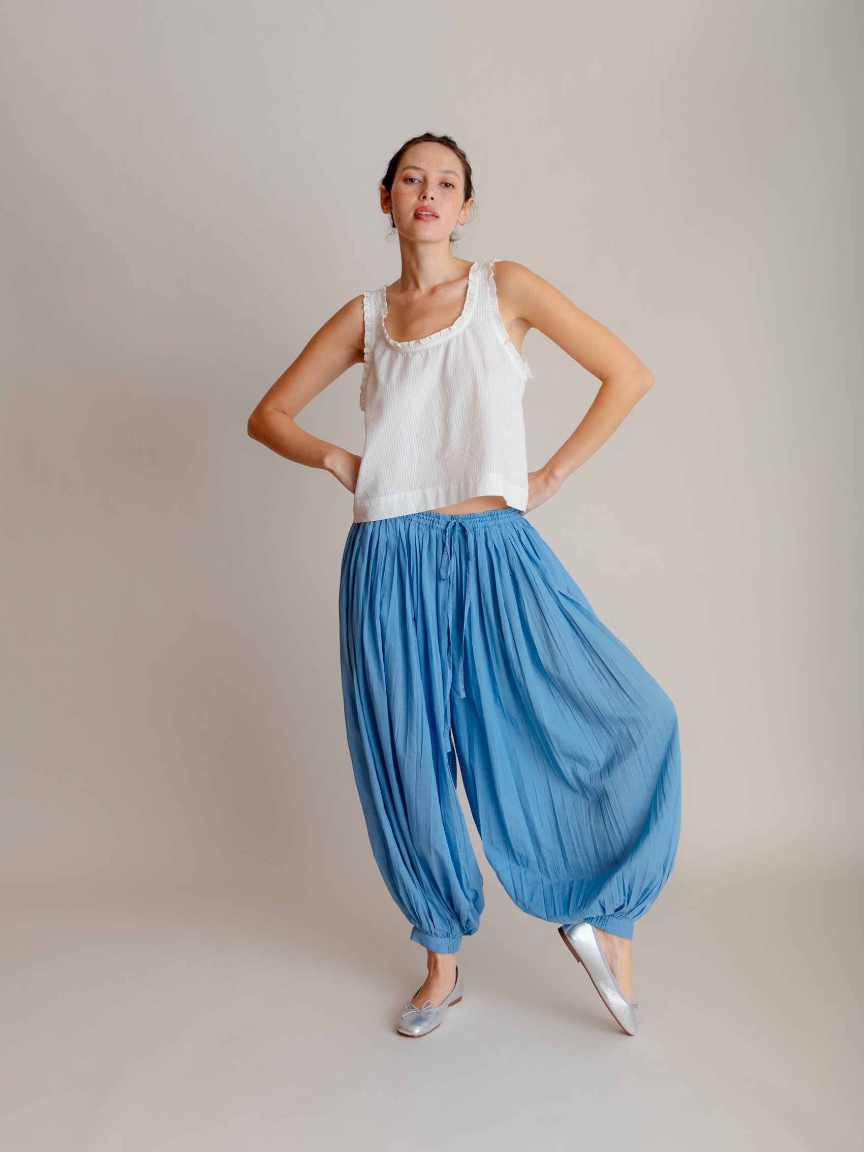 Daydress Soft blue cotton voile trouser