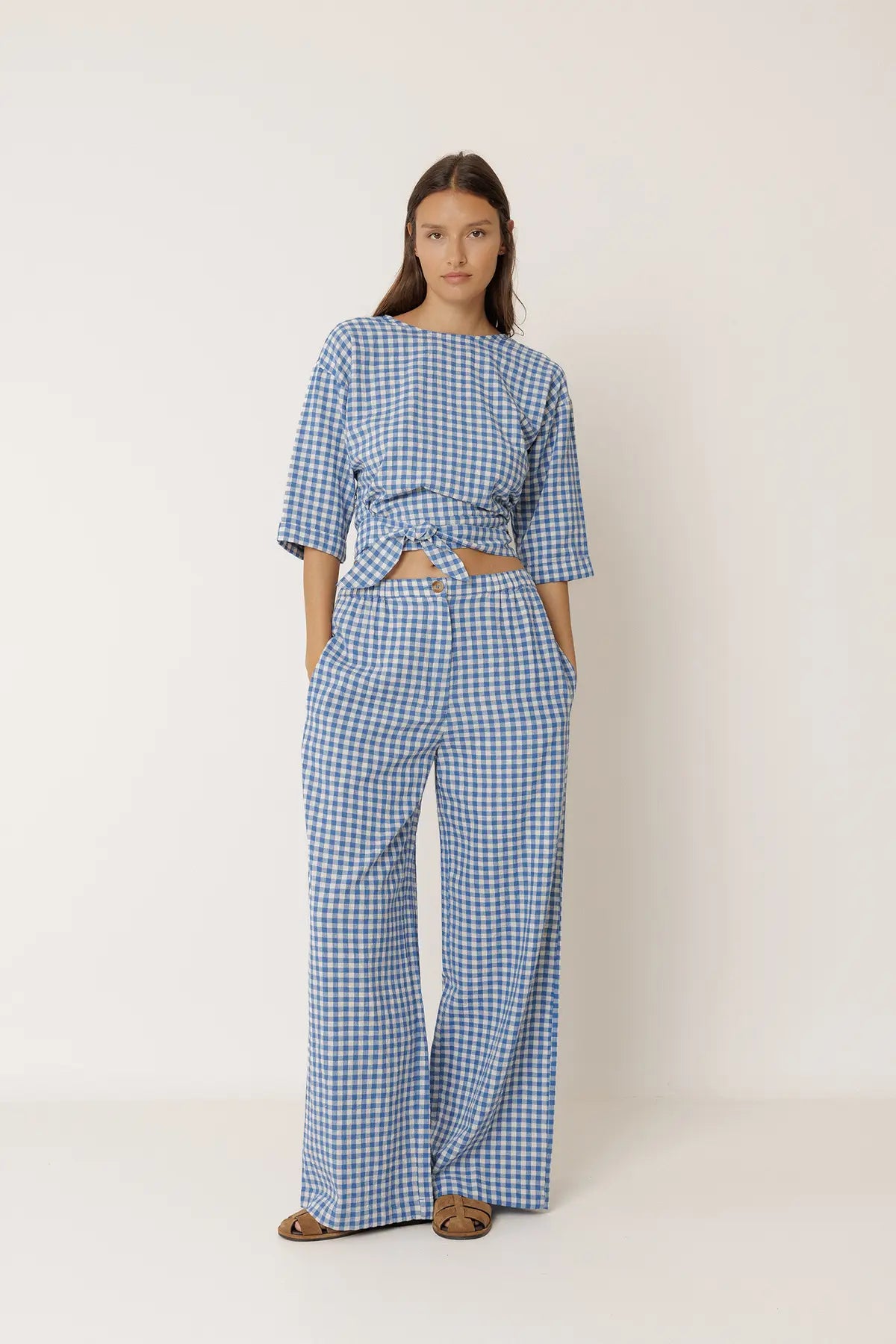 Indi & Cold Multi position Gingham top