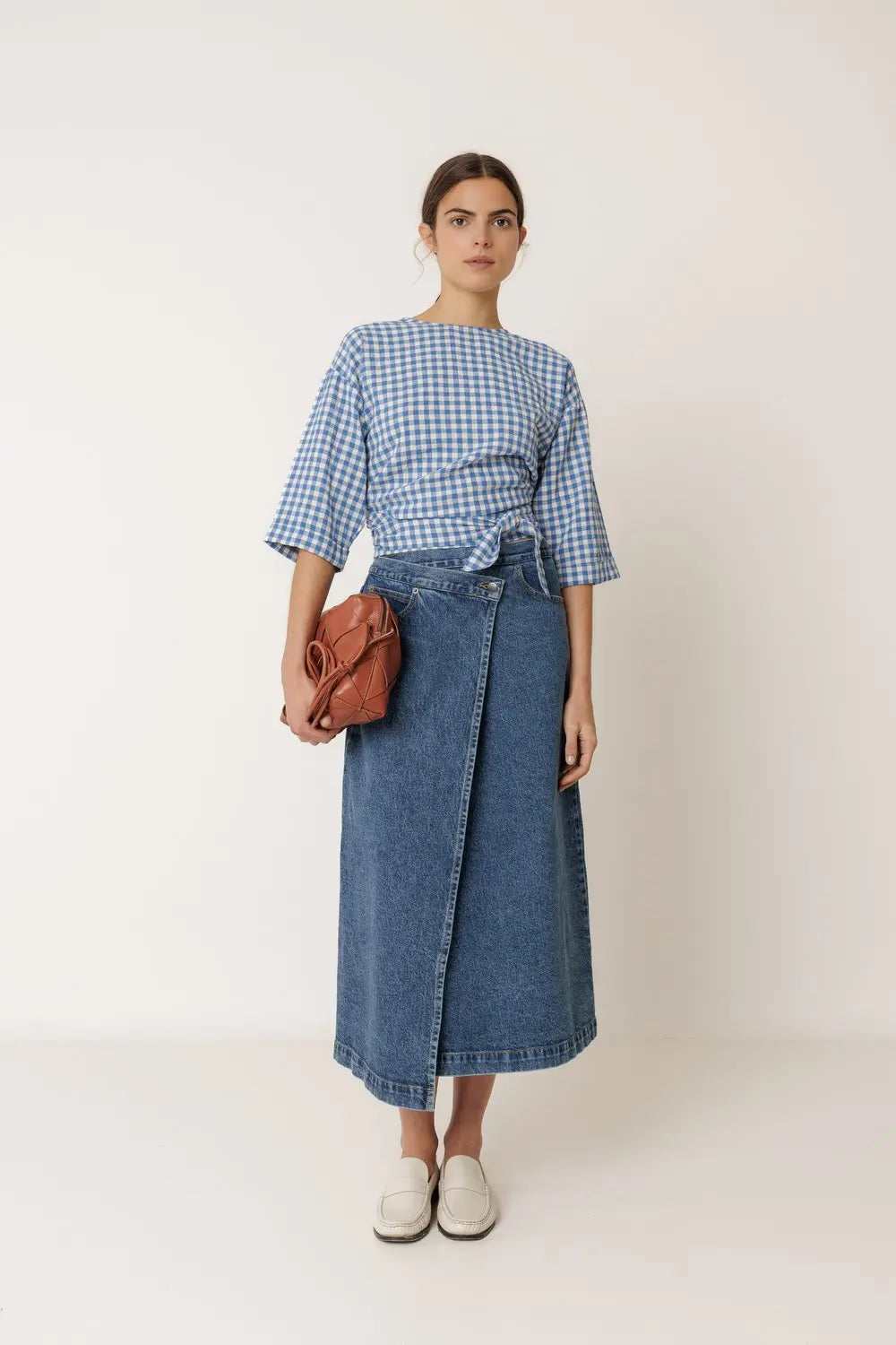 Indi & Cold Multi position Gingham top