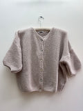 Mohair Short sleeve cardigan in Stone