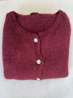 Mohair Short sleeve cardigan in Deep Wine