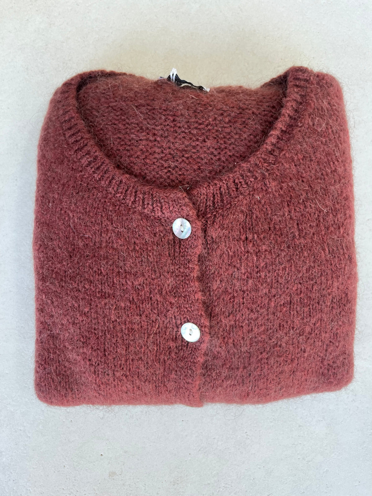 Mohair Short sleeve cardigan in cinnamon