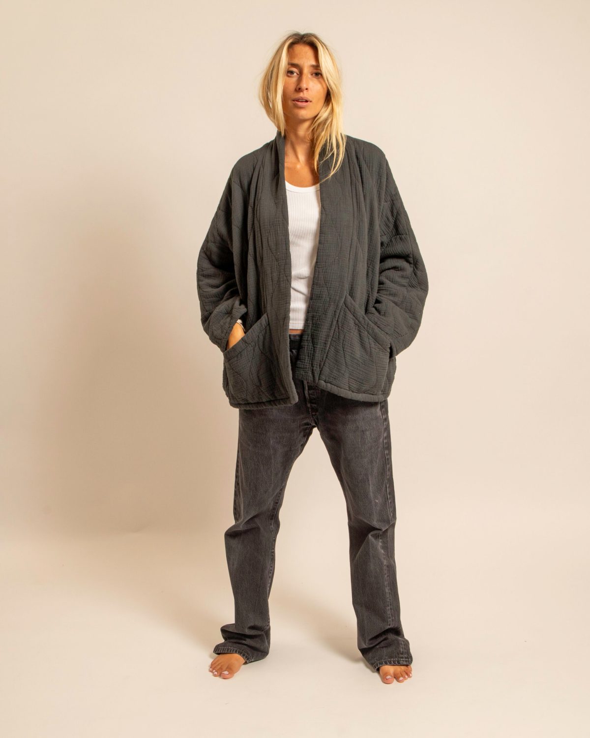 Aokyanos Quilted Cotton Jacket in Anthracite