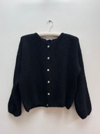 Mohair long sleeved cardigan in black