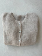 Mohair Short sleeve cardigan in Stone