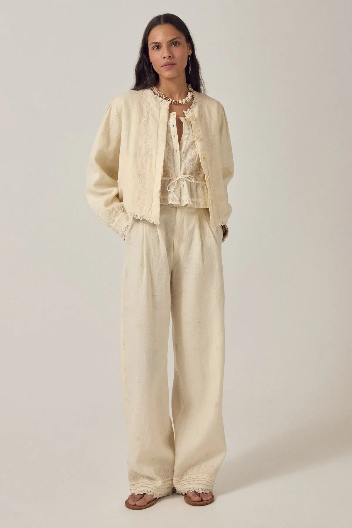 Maison Hotel Otelo Linen Jacket in Cream