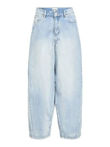 Object Barrel Leg Jeans in soft blue denim
