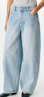 Object Barrel Leg Jeans in soft blue denim