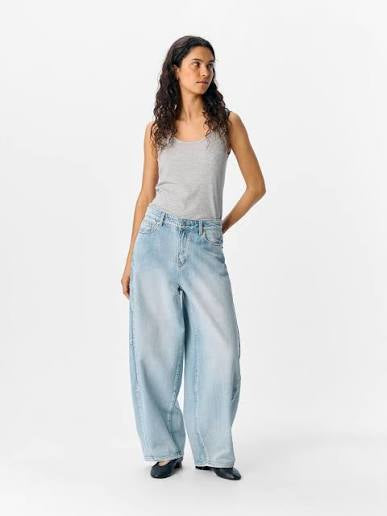 Object Barrel Leg Jeans in soft blue denim