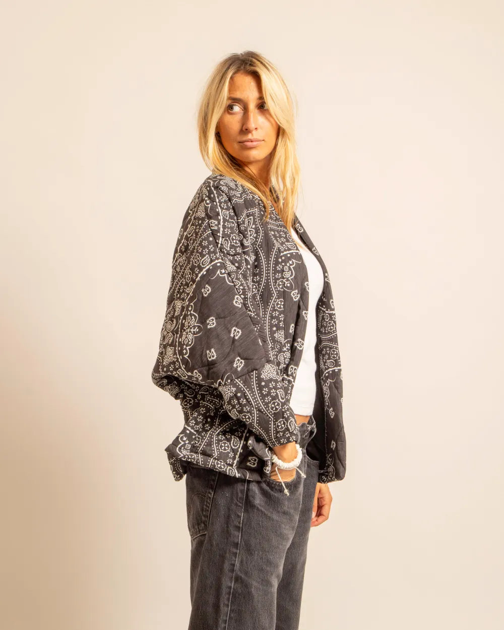 Aokyanos Quilted Cotton in anthracite Bandana