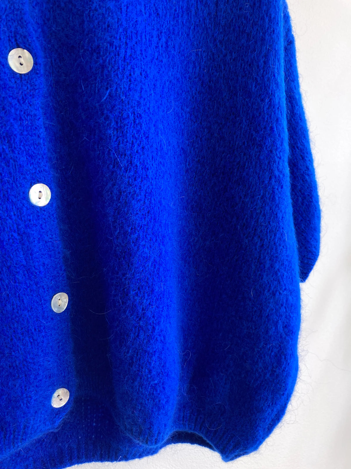 Short Sleeve Mohair Cardigan in Cobalt