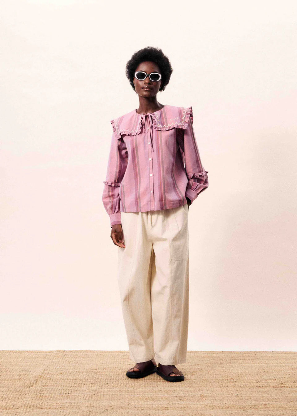 FRNCH Lilac embroidered shirt