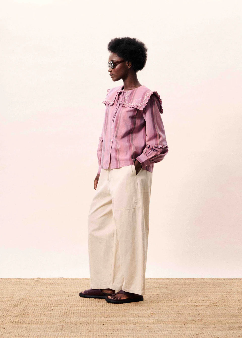 FRNCH Lilac embroidered shirt