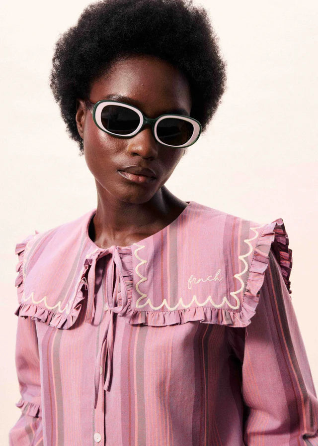 FRNCH Lilac embroidered shirt